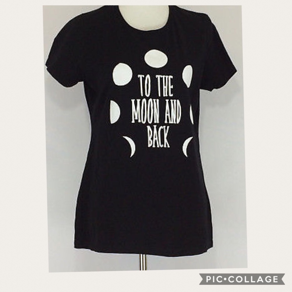 Black "To The Moon And Back " T-Shirt SZ XL Slim